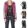 Journee Collection Juniors PU Leather Knit-sleeve Varsity Jacket
