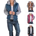 Journee Collection Kid's PU Leather Knit-sleeve Varsity Jacket