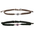 Beverly Madison Sterling Silver Cubic Zirconia Evil Eye Macrame Bracelet