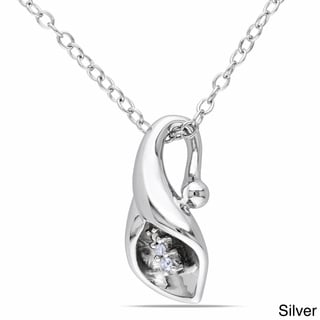 Miadora Sterling Silver Calla Lily Diamond Accent Necklace