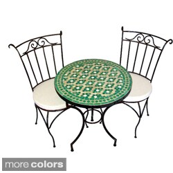 Zellige Mosaic/ Black Iron 3-piece Bistro Set (Morocco)