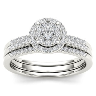 De Couer 10k White Gold 1/2ct TDW Diamond Bridal Ring Set (H-I, I2-I3)