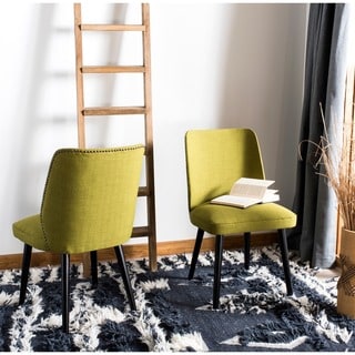 Safavieh Retro Nail head Green Linen Blend Side Chair (Set of 2)