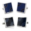 West Coast Jewelry Stainless Steel Blue and Black Patterned Cufflinks