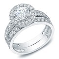 14k White Gold 2 1/4ct TDW Certified Diamond Bridal Ring Set (H-I, SI1-SI2)