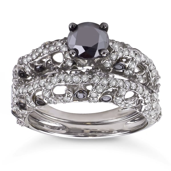 2ct-TDW-Black-and-White-Diamond-Bridal-Ring-Set-H-I-I1-I2-2705d263 ...