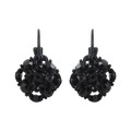 Roman Faceted Jet Crystal Filigree Button Dangle Earrings