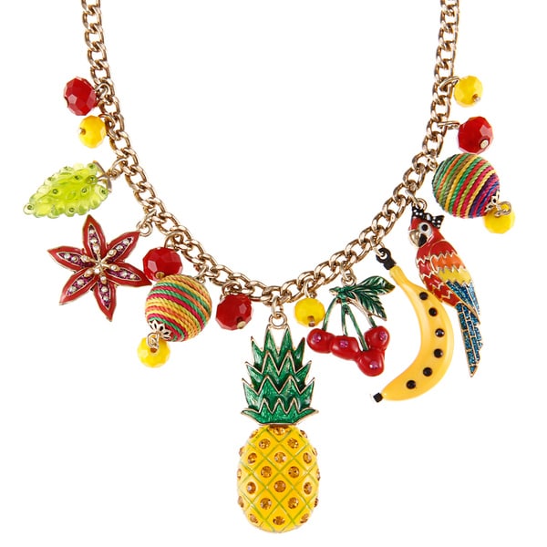 Betsey Johnson Pineapple Fruit Charm Necklace 14768969 Overstock