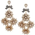 Betsey Johnson Crystal Flower Link Dangle Earrings
