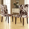 TRIBECCA HOME Ian Brown Cow Hide Wingback Dining Chair (Set of 2)