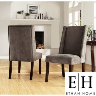 ETHAN HOME Ian Grey Chenille Wingback Dining Chair (Set of 2)