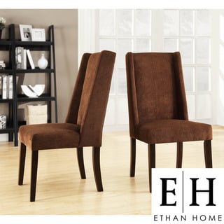 ETHAN HOME Ian Chocolate Chenille Wingback Dining Chair (Set of 2)