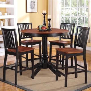 Kendall Two-tone Cherry Black 5-piece Casual Counter Height Set