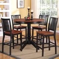 Kendall Two-tone Cherry Black 5-piece Casual Counter Height Set