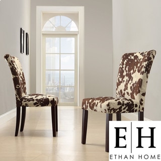 ETHAN HOME Portman Cow Hide Parson Side Chairs (Set of 2)