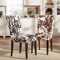 TRIBECCA HOME Portman Cow Hide Parson Side Chairs (Set of 2)