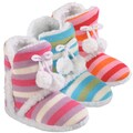 Journee Collection Kid's 'K-mimistripe' Striped Pom-pom Slipper Boots