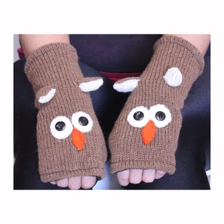 Owl Wool Arm Warmers (Nepal)-Image