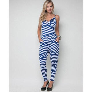 Stanzino Women's Spaghetti Strap Bandage Stripe Jumpsuit