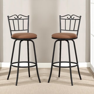 Scroll Black Adjustable Metal Swivel Counter Height Bar Stools (Set of 2)
