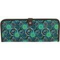 Mackinac Moon Teal/ Green/ Brown Flower/ Circle Print Crochet Hook Holder