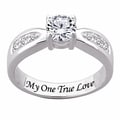 Sterling Silver Engraved CZ Wedding-style Ring