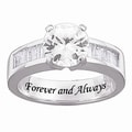 Sterling Silver Engraved Cubic Zirconia Wedding-style Ring