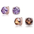 Collette Z Rose-plated Sterling Silver Colored and Clear Cubic Zirconia Earrings