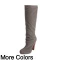 Journee Collection Women's 'Brenda-2' High Heel Faux Suede Slouch Boots