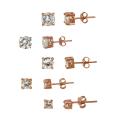 Icz Stonez Rose Gold over  Sterling Silver 10.44 TCW Cubic Zirconia Earring Stud Set