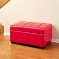 Lima Red Bonded Leather Storage Ottoman
