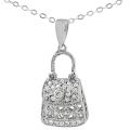 Sterling Silver Pave-set Cubic Zirconia Purse Necklace