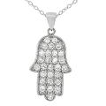 Sterling Silver Pave-set Cubic Zirconia Hamsa Necklace