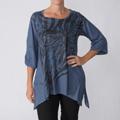 California Bloom Women's Rhinestone Accent Floral Top