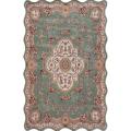 Free supportive guidepost for rug Peach Handmade Handmade Alexa Floral Center Medallion Green Wool Rug (8' x 10')