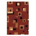 Hand-knotted Agra Mod Squares Red Wool Rug (5' x 8')