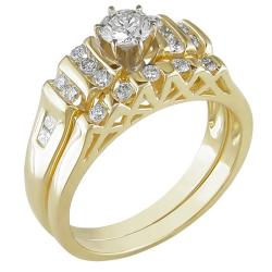 14k Two-tone Gold 3/4ct TDW Diamond Bridal Ring Set (H-I, SI1-SI2)