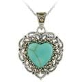 Sterling Silver Turquoise and Marcasite Heart Necklace