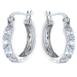 Silvertone Cubic Zirconia Hoop Earrings