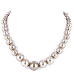 Silvertone Graduated Faux Pearl Bead Necklace