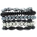 Black and Silvertone Textured Fashion Bracelets