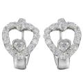 Silvertone Cubic Zirconia Heart Hoop Earrings