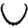 Silvertone Graduated Black Faux Pearl Necklace