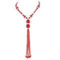 Silvertone and Red Cubic Zirconia Necklace