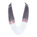 Red, White, Blue and Purple Bead Multi-strand Necklace