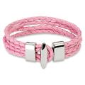 Pink Braided Leather Multi-cord Bracelet