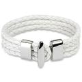 White Braided Leather Multi-cord Bracelet