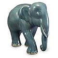 Celadon Ceramic 'Blue Elephant' Sculpture (Thailand)