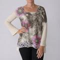 California Bloom Women's Floral Graphic Lace Trim Top