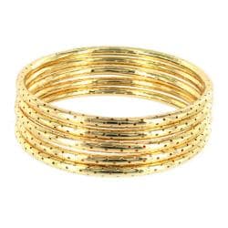 Goldtone Textured Dotted Hole 5-pc Bracelet Set